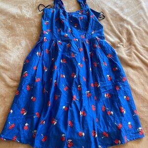 City Chic Vibrant Blue Dress with Red Cherry Accents